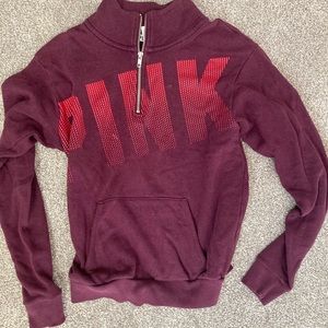 Pink.  Hoodie with quarter zip